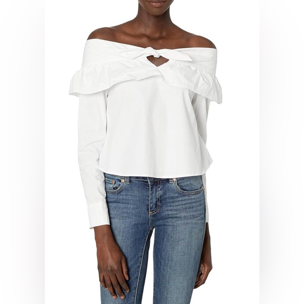 The Fifth Label White Paper Planes Off-Shoulder Blouse NWT size small